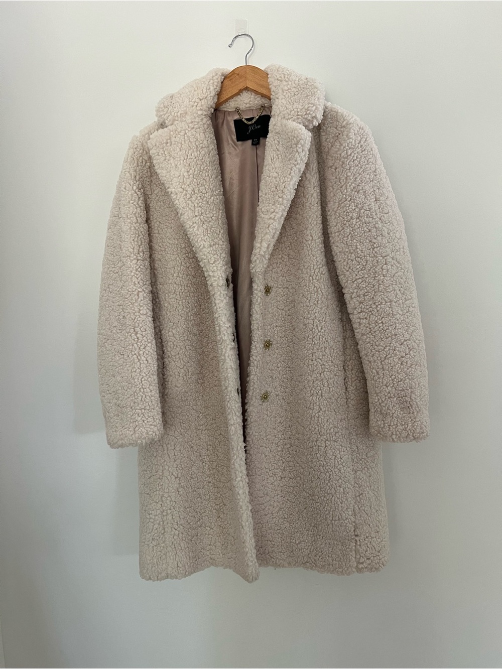 J. Crew Cream Faux Shearling Teddy Coat